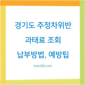 경기도 주정차위반 과태료 조회,납부방법,예방팁 및 온라인 확인
