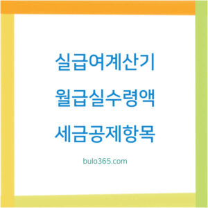 실급여계산기,월급실수령액,세금공제항목 및 정확한 계산방법