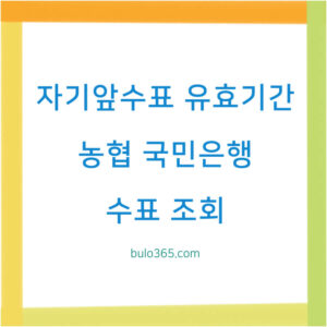 자기앞수표 유효기간 확인방법, 농협 국민은행 조회, 안전한 사용법