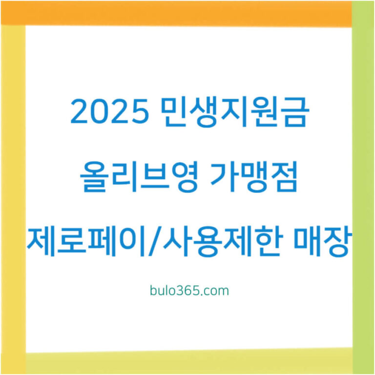 2025 민생지원금 올리브영 가맹점,제로페이 결제,사용 제한 매장 및 확인방법